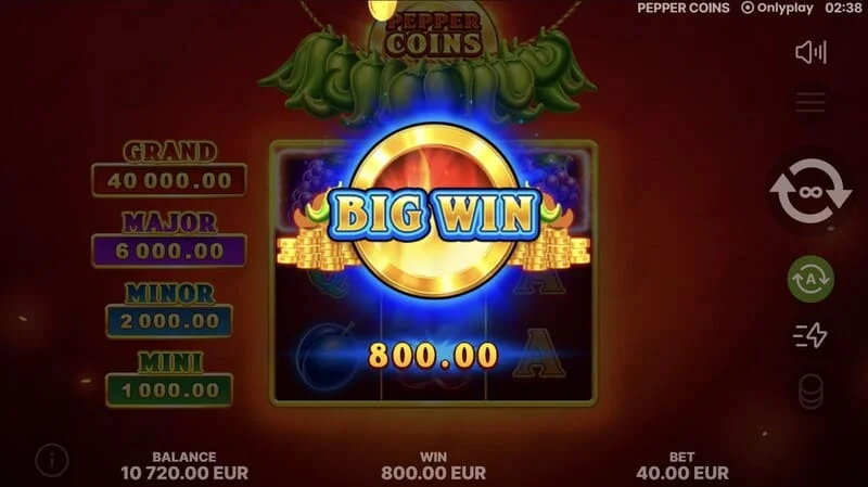 Pepper Coins - grande vincita su una griglia 3x3